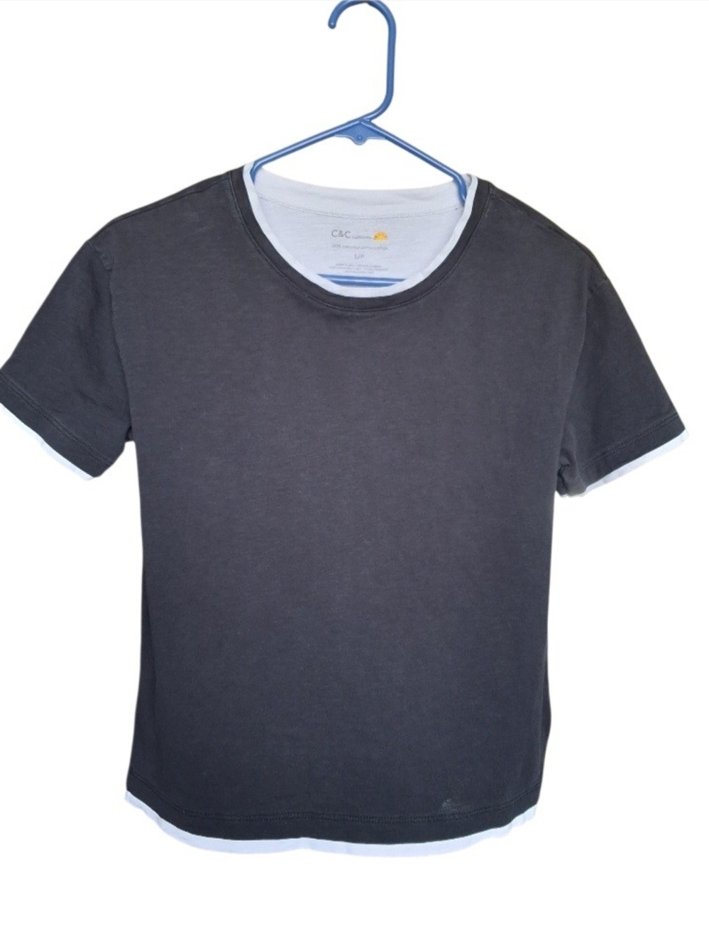C&C California Short Sleeve Faux Double Layered Hem T-Shirt - Size S / P